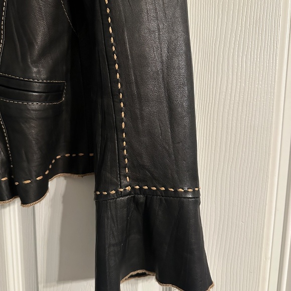 Tasha Polizzi Black Leather Jacket – Turquoise Concho Buttons, Paisley Lining -S - Picture 7 of 9